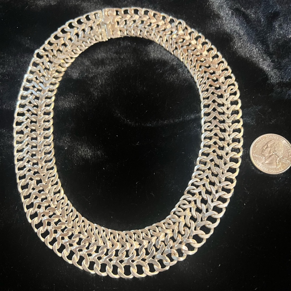 Sterling Vintage Mexico Silver Necklace - Picture 3 of 8